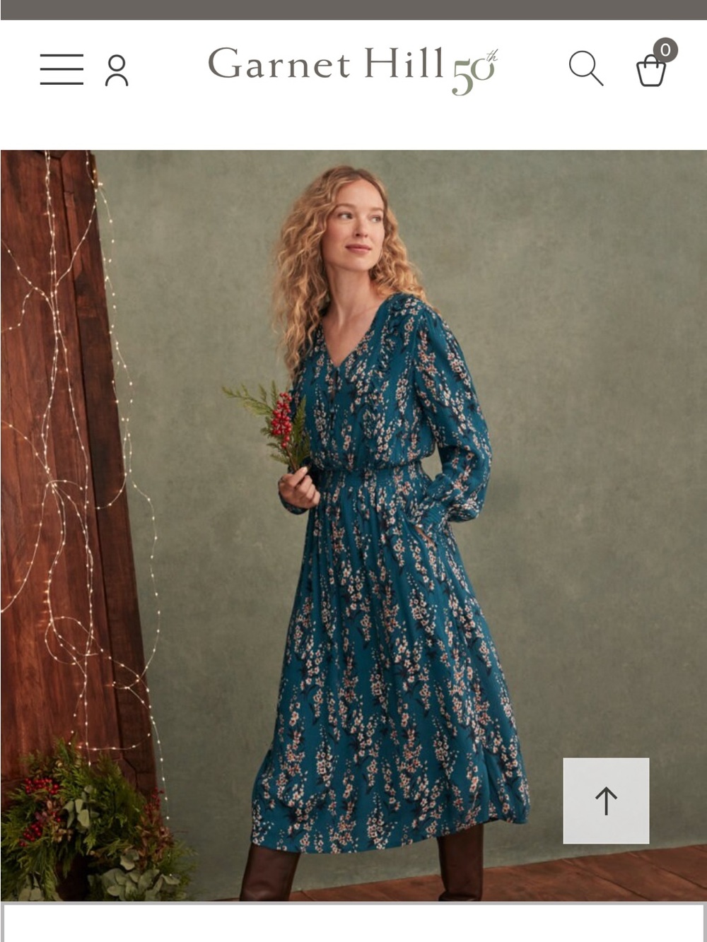 Garnet Hill Teal Floral Ruffle Crêpe Midi Peasant Dress Boho Medium